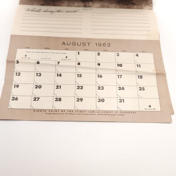 1962 Bernel Hollingsworth Boy Scout Complete Calendar Raton New Mexico - Picture 13 of 16